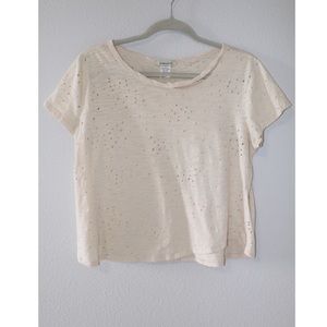 Beige Distressed Short Sleeve Tee